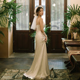 Light Wedding Sling 2026 New Bride Wedding Toast Dress Female Stoodle Simple Mori Family Photo Studio HZ0517