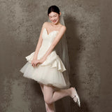 French Light Wedding Dress Small Simple Niche Scarves Small White Skirt Short Go Out Yarn And Yarn Noodle Engagement Dress HZ0517
