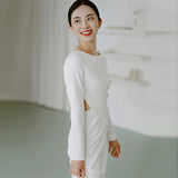 Sexy Bare Back Light Wedding Dress Simple Sleeve Long Sleeve Out Dress Maid Wedding Bridal Wedding Dress HZ0517