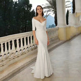 Dress Wish New Sexy V-Neck Half-Sleeved Fishtail Repair Wedding Dress HZ0517