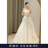 Light Wedding Dress 2026 New Bride With A Simple Yarn Display Thin Main Yarn Travel Pat Welcome Yarn Small Tailed HZ0517