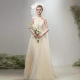Star With The Same Hanging Neck Light Wedding Dress 2026 Spring New Bridal Exterior Travel To Welcome Light Yarn French Yarn HZ0517