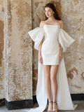 French-Style Seduced Light Wedding Dress Small Bride Simple Breast-Wearing Short Engagement Evening Dress Registration Small White Dress HZ0517