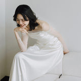2026 French Light Wedding Dress Feeld The Simplicity Of The Word Shoulder Fish Tail Yarn Bride Welcome Small Tail Dress Skirt HZ0517