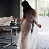 French Niche Sexy Breast-Shaping Light Wedding Dress Sen Is Fairy Tailing Bride Morning Robe Door Yarn Engagement High-End Light Luxury HZ0517