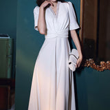 White Evening Dress Dress 2026 New Summer Banquet Temperament Long-Singed Elegant Sexy Lace Dress HZ0517
