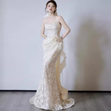 Lace Light Wedding Bride 2026 New Braped Fishtail Wedding Engagement Dress High Quality French Yarn HZ0517
