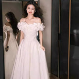 French Word Shoulder Dress 2026 New Bride Wedding White License Light Wedding Dress HZ0517
