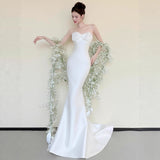 Braming Evening Dress 2026 New Banquet Host Shown Thin Fishtail Dress High-End White Light Wedding Design HZ0517