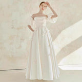 French Fascling Bra Skinny Bridal Wedding Dress 2026 New Welcome Bow Fairy Light Wedding Dress HZ0517