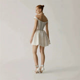 White Light Wedding Dress Small Short Temperament Dress Simple Retro Engagement Yarn HZ0517
