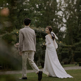 Light Wedding Dress 2026 New Korean Style Temperament Thin Sensing Lined With A Simple Little Drag-Tailed Sbutle Dress Dress HZ0517