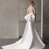 The Fastern Wedding Dress French White Skinny Chest Small Tail Simple Bride Wedding Bow Yarn HZ0517
