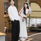 The Linden Light Wedding Dress Bride Small Travel Dress Dress Dress Certificate Registration Temperament White Dress Can Wear Every Day HZ0517