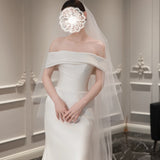Sing Face Light Wedding Dress Bride 2026 New Main Yarn Shoulder Fishtail Dress Dress Korean Style Simple Go Out Yarn HZ0517