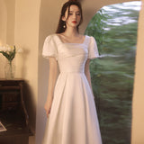 Banquet Evening Dress Woman 2026 New Certificate Registration Thin Dress Retro Vertiny Engagement White Small HZ0517