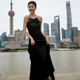 Black Light Wedding Dress Slings Long Slim Slimming Back To Shoot The Bride's Engagement Dress Studio To Take Pictures HZ0517