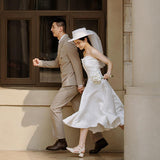 Small Small Wedding Dress White Simple Certificate Registration Go Out Yarn Travel To Shoot Birthday Party Breast-Wearing Evening Dress HZ0517