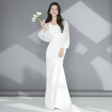Korean Light Wedding Temperament Simple White Long-Sleeved Vertiny Bride Wedding Engagement Welcome To Go Out To Shoot Wedding HZ0517