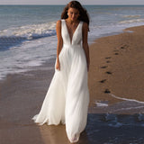 White Sleeveless Beach Beach Trip Light Wedding Dress Bridal Outdoors Show Back Sexy Photography Dress HZ0517