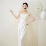 French-Style Fascling Dress White Simple High-End Feeling Bridal Engagement Tug-Bride Twilight Dress Dress Dress Dress HZ0517