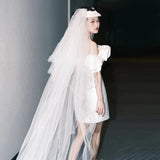 French Light Wedding Dress Bride With A Simple Temperament Of The Yarn Short Certificate Engagement Dress Small HZ0517