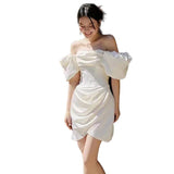 French Light Wedding Dress 2026 New Bridal Temperament Simple Out Of The Yarn Small Word Shoulder-To-Shoulder-Style White Dress HZ0517