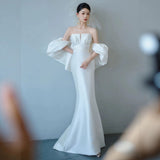 Fishtail Light Wedding Dress 2026 New Bride Simple French Densate Bosom Go Out Yarn Tail Welcome Dress HZ0517