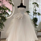 French Brag Main Wedding Dress 2026 New Bride Marriage Simple Bow Temperament Thin Travel Shoot Yarn HZ0517