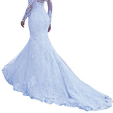 Women's Lace Long-Sleeved White Dress For Wedding Dress 2026 HZ0517