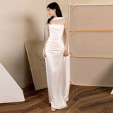 White Evening Dress Woman 2026 New Light Luxury Small High-End Engagement Dress Bridal Temperament Welcome Yarn HZ0517