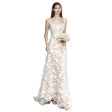 High-End White Lace Sling Light Wedding Dress Heavyweight Tug Tail Fishtail Skirt Slim Skinny Engagement Evening Dress HZ0517