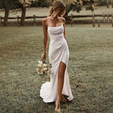 French Sling Light Wedding Dress 2026 New Bare Back Dress Bridal Textured Yarn Small Tail Light Wedding Dress HZ0517