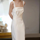 Fishtail Light Wedding Dress 2026 New Bridal Simple French Retro Fasting White Welcome Dress Travel Yarn HZ0517