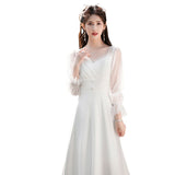 French-Style Sedation Light Wedding Dress Certificate Small White Dress Man Engagement Registration Can Usually Wear White Dress Woman HZ0517