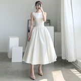 Light Wedding Dress Ding Noodles 2026 New Simple Famous Banquet Party Graduation Tour Shooting Dress Medium And Long Small Dress HZ0517