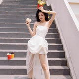 French Breast-Shape Morning Robe Light Wedding Banquet High-End Welcome Out Yarn White Travel Evening Dress Dress Dress Woman HZ0517