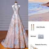 Hang Neck Evening Dress High-End Light Luxury Niche 2026 New Squin Senior Feeling Host Annual Dress Dress Woman HZ0517