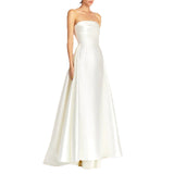 New White Engagement Light Wedding Dress Elegant Long Certificate Small White Dress Dress HZ0517