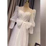 French Light Wedding Dress 2026 Spring New Bride Wedding Simple Atmospheric License To Go Out Yarn Thin Dress HZ0517