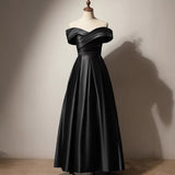 Black Art Exam Evening Dress Female Shoulder-Singing High-End French Banquet Host Atmospheric Temperament Solo HZ0517