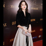 Banquet Evening Dress Women's 2026 New Temperament Show Performance Choir Dress Black Long Dress HZ0517