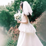 Bridal Marriage Certificate Registration Small White Dress 2026 New Super Xian Sen Family Travel Shooting Simple Light Wedding Dress HZ0517
