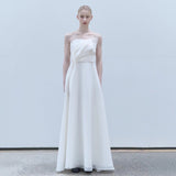 French-Style Densate Light Wedding Dress Light Luxury Niche Tective Bosom Simple White Welcome Dress Bride Go Out Yarn HZ0517