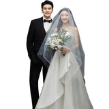 French-Style Densted Wedding Dress 2026 New Korean Version Of The Bride Wedding Trip To Shoot A Small Hepburn White Go Out Yarn Light HZ0517