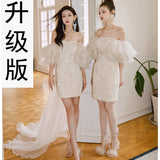 Brased Waist-Waft Skirt Fairy Pure Lust Sleeves Heavy Industry Bubble Sleeve Birthday Dress Adult Dress HZ0517