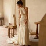 French Light Wedding Dress 2026 New Bridal Simple Bare Temperament Out Of The Neck Welcome Dress Dress Small Tail HZ0517