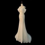One-×Ö Shoulder-Sand-Faced Light Wedding Dress 2026 New Fishtail Small Tailed Bride Going Out Yarn Wedding Dress Wedding Dress HZ0517