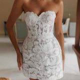 French White Light Wedding Temperament Light Luxury New Breast-Plating Short Dress Dress With Thin Dress Body HZ0517