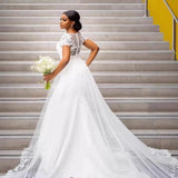 Drag-Tailed Wedding Dress Bride Wedding Fishtail Waist Wedding Dress High Sense Outdoor Church Wedding Dress HZ0517